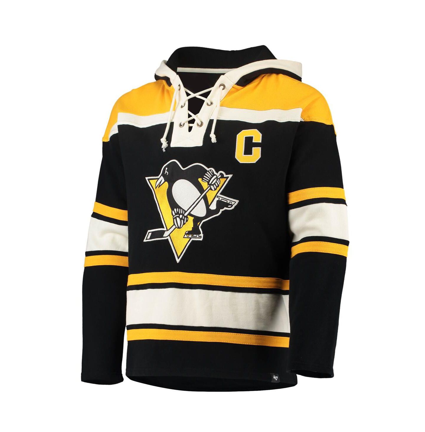 Мужское худи '47 Brand Sidney Crosby Black Pittsburgh Penguins Player Name and Number Lacer Pullover — фото 4