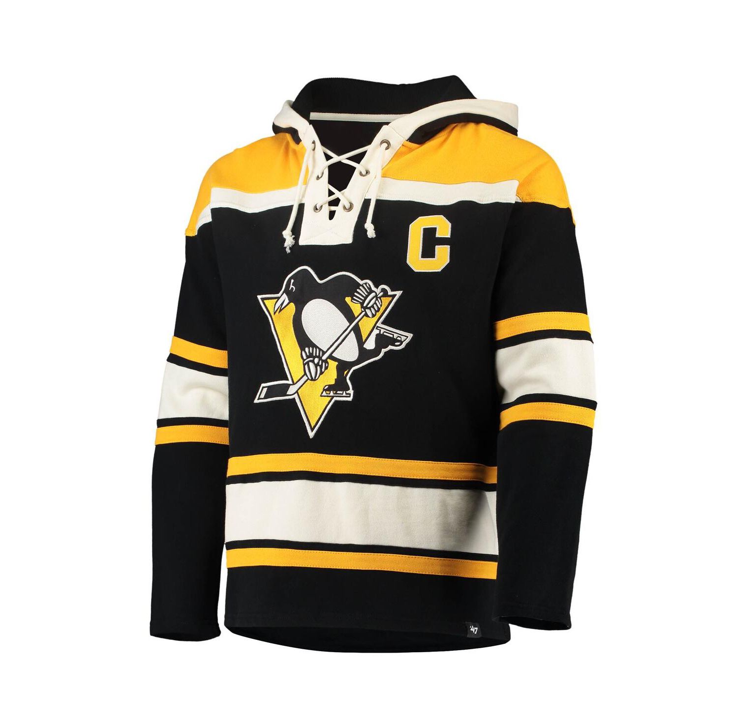 Men's Sidney Crosby Black Pittsburgh Penguins Player Name and Number Lacer Pullover Hoodie