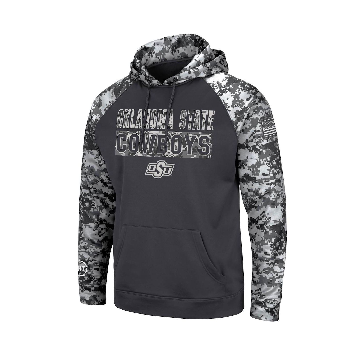 Men's Charcoal Oklahoma State Cowboys OHT Military-Inspired Appreciation Digital Camo Pullover Hoodie