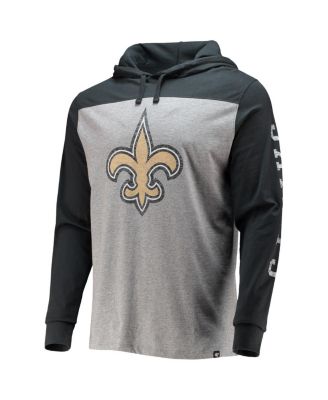 Men's Heathered Gray, Black New Orleans Saints Franklin Wooster Long Sleeve Hoodie T-shirt