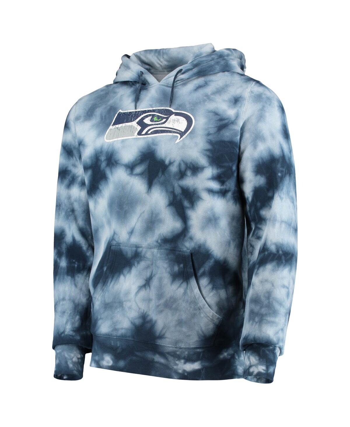 NEW ERA MEN'S COLLEGE NAVY SEATTLE SEAHAWKS TIE-DYE PULLOVER HOODIE 