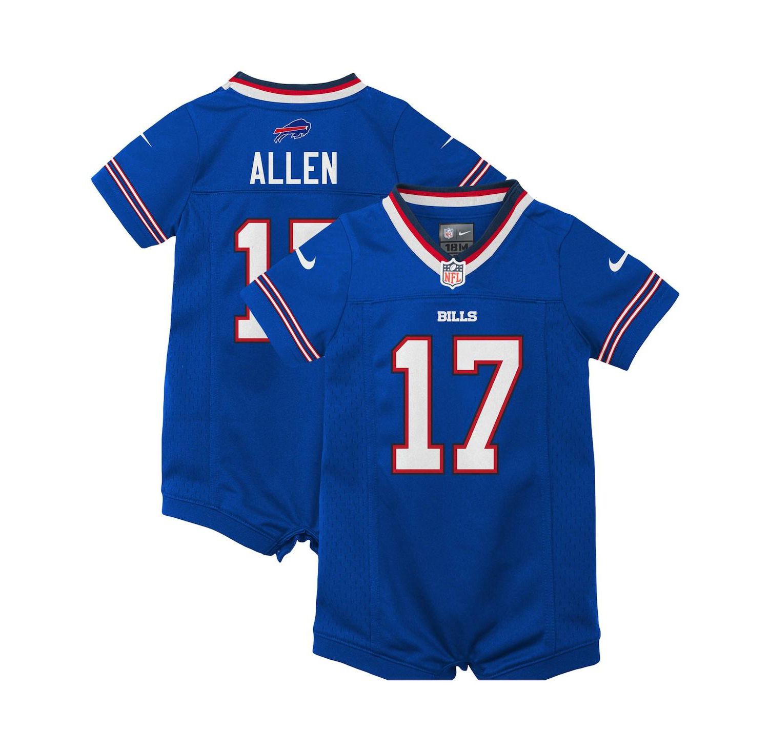 Newborn and Infant Girls and Boys Josh Allen Royal Buffalo Bills Romper Jersey