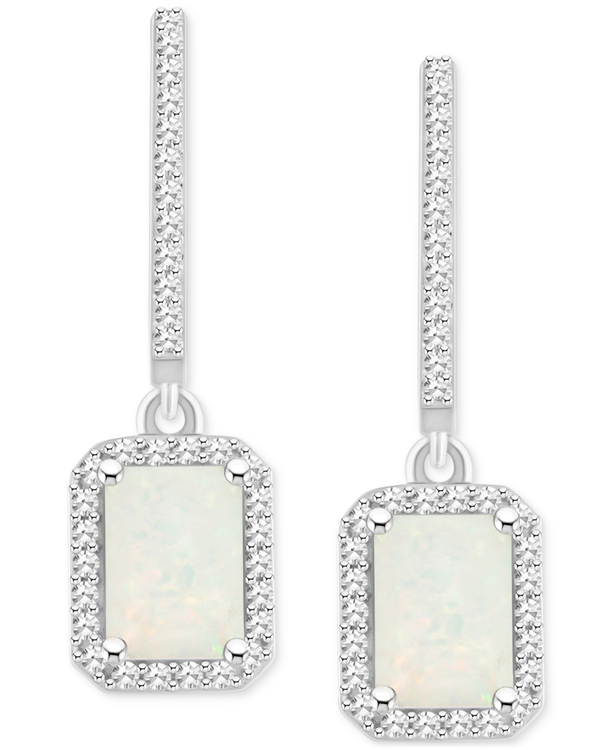 Rhodolite Garnet (2-1/2 ct. t.w.) & Diamond (1/3 ct. t.w.) Halo Leverback Drop Earrings in Sterling Silver (Also  Citrine, Peridot, Amethyst &