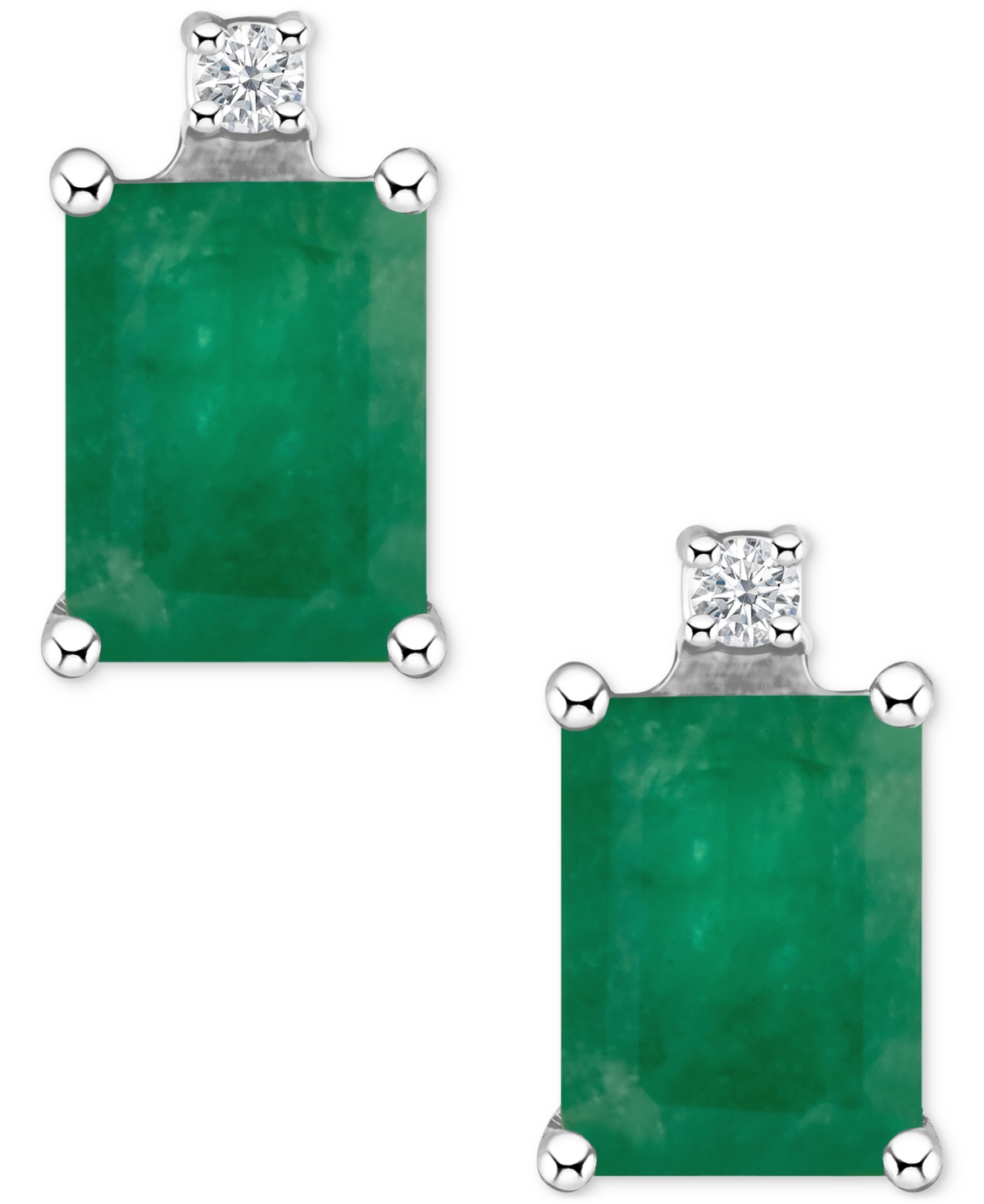 Macy's Tanzanite (1-1/5 Ct. T.w.) & Diamond Accent Stud Earrings In 14k White Gold (also In Emerald, Sapphi In Green