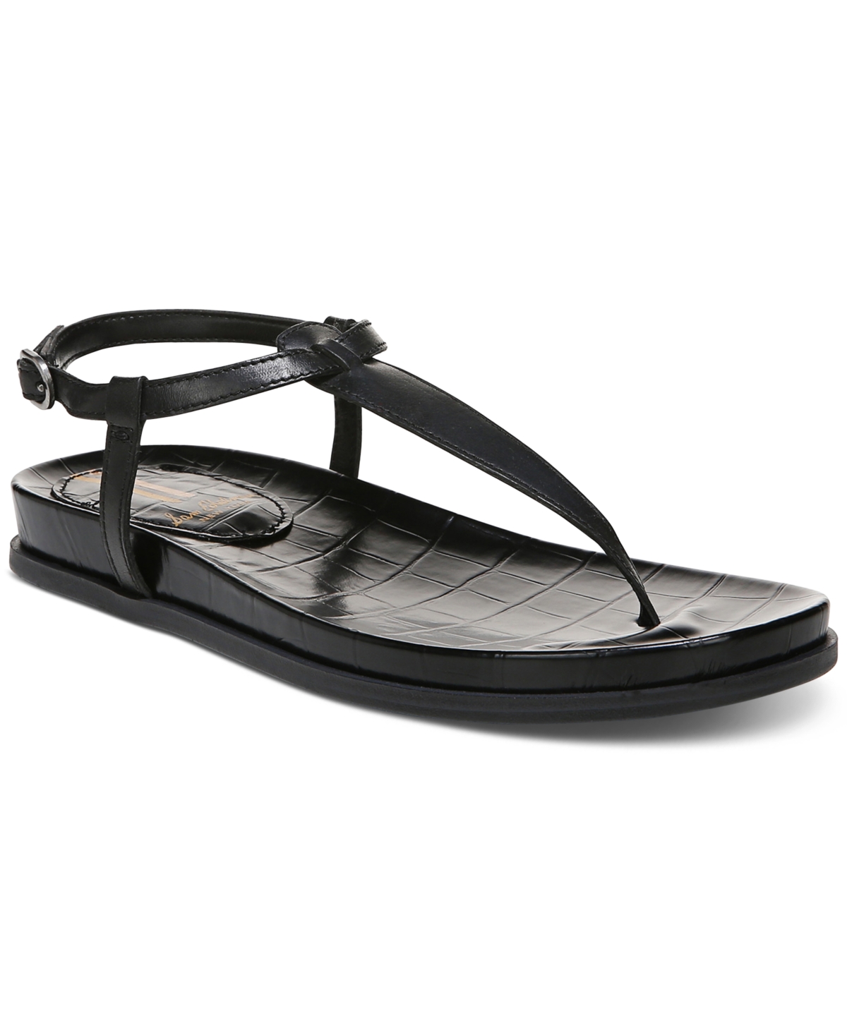 Sam Edelman Women's Naomi T-strap Footbed Sandals Women's Shoes In Black Leather