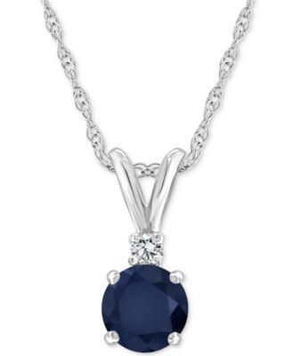 Sapphire (5/8 ct. t.w.) & Diamond Accent 18" Pendant Necklace in 14k White Gold (Also in Ruby)
