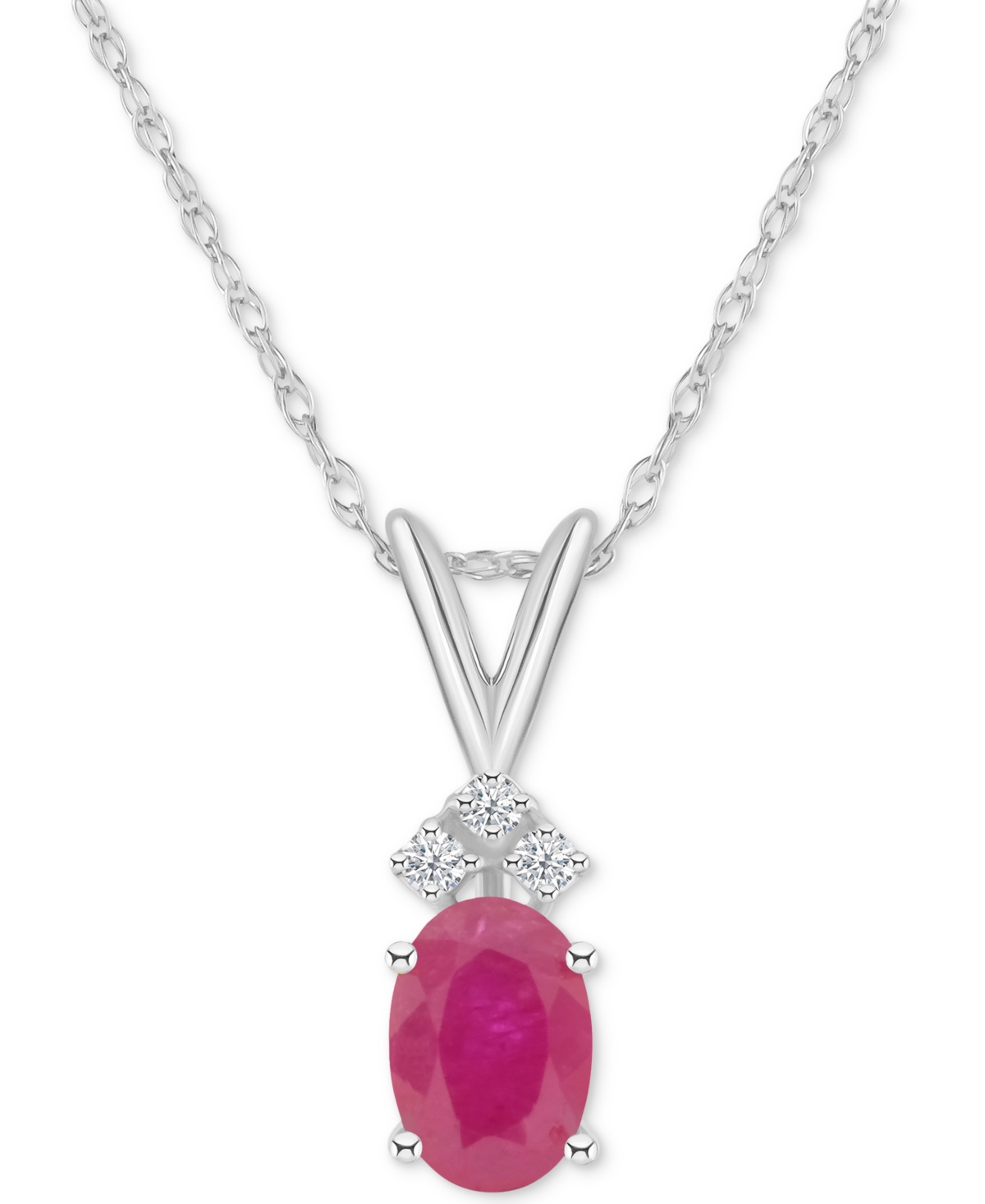 MACY'S SAPPHIRE (1 CT. T.W.) & DIAMOND ACCENT 18" PENDANT NECKLACE IN 14K WHITE GOLD (ALSO IN RUBY)