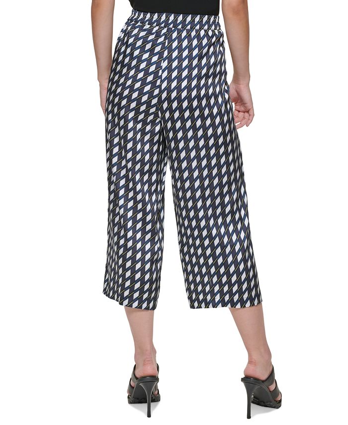 DKNY Printed Cropped Pull-On Wide-Leg Pants - Macy's