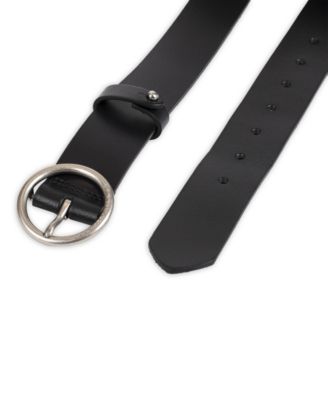 Women's Circular Center Bar Buckle Leather Belt