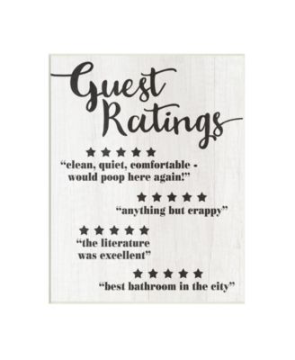 Five Star Bathroom Funny Word Black and White Wood Textured Design Wall Plaque Art, 10" x 15"