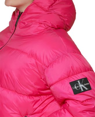 calvin klein plus size coat hooded long puffer