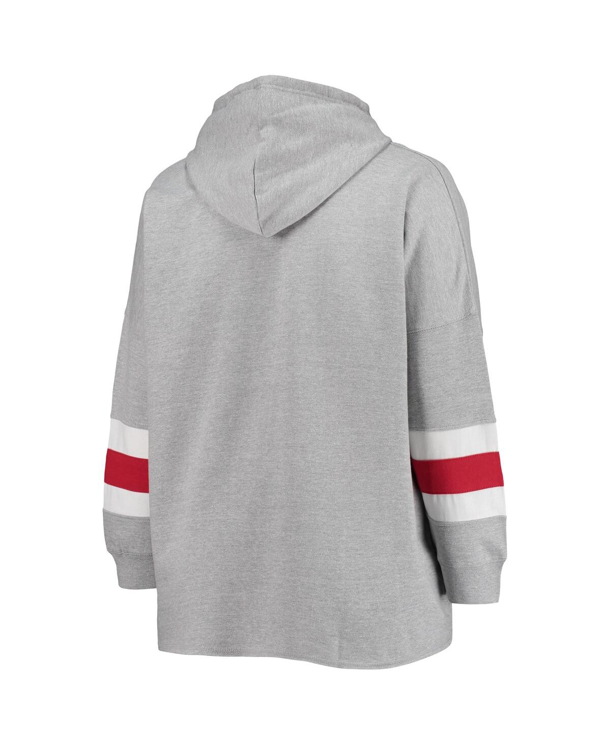 Women'sAlabama Crimson Tide Plus Size Sleeve Stripe Pullover Hoodie - Heathered Gray