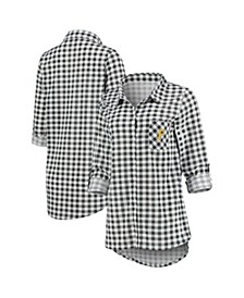 Women's Charcoal Pittsburgh Pirates Wanderer Long Sleeve Button-Up Nightshirt