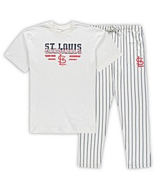 Men's White, Navy St. Louis Cardinals Big and Tall Pinstripe Sleep Set