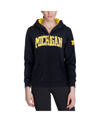 Women's Stadium Athletic Navy Michigan Wolverines Arched Name Full-Zip Hoodie
