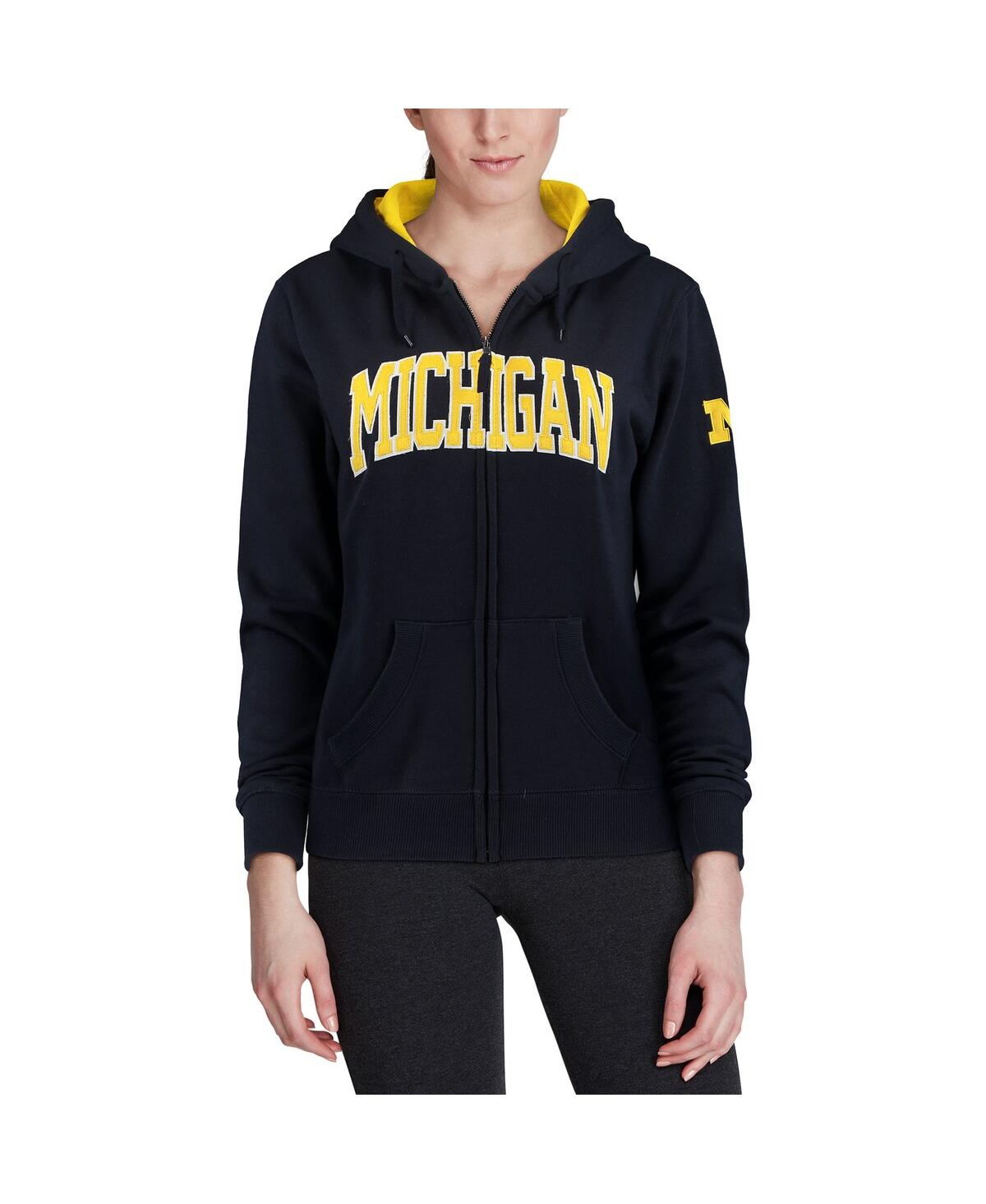 Colosseum Stadium Athletic Navy Michigan Wolverines Arched Name Full-zip Hoodie In Navy