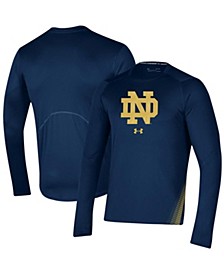 Men's Navy Notre Dame Fighting Irish 2021 Sideline Training Performance Long Sleeve T-shirt