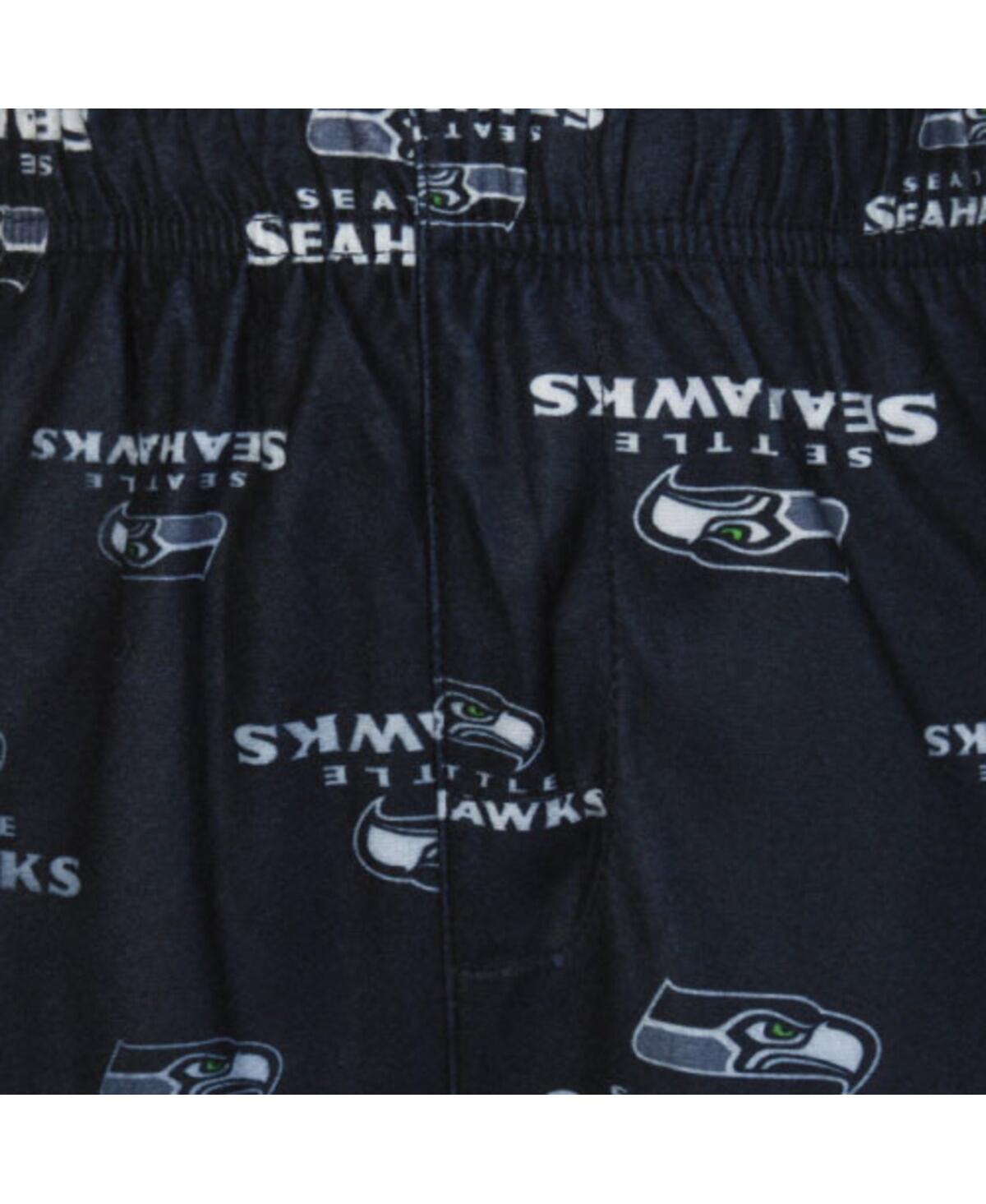 Seattle Seahawks Unisex Preschool Toddler Allover Logo Flannel Pajama Pants -Blue - Navy