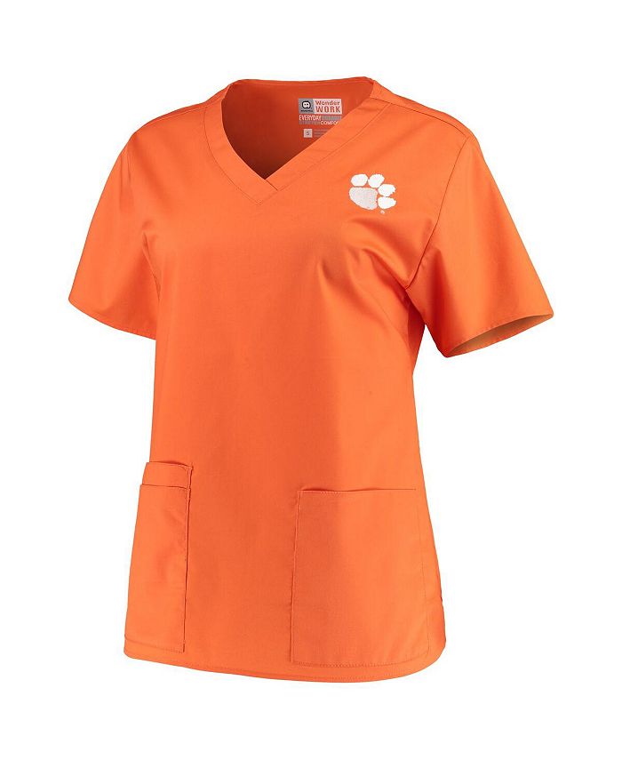 WonderWink Women's Orange Clemson Tigers VNeck Scrub Top & Reviews
