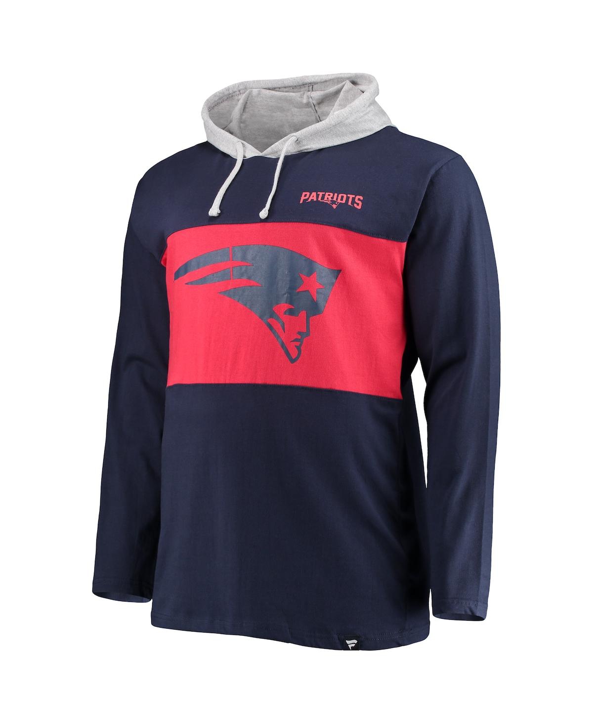 Men'sNew England Patriots Big and Tall Logo Hoodie Long Sleeve T-shirt - Navy