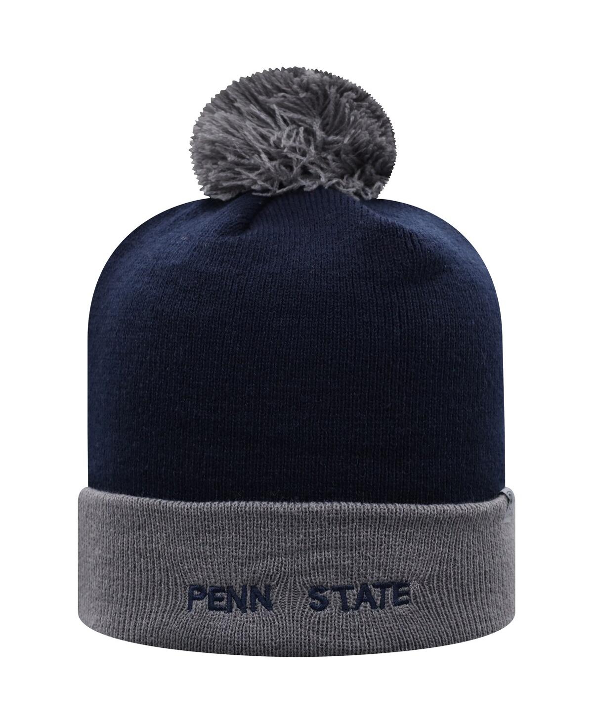 Men'sand Gray Penn State Nittany Lions Core 2-Tone Cuffed Knit Hat with Pom - Navy, Gray