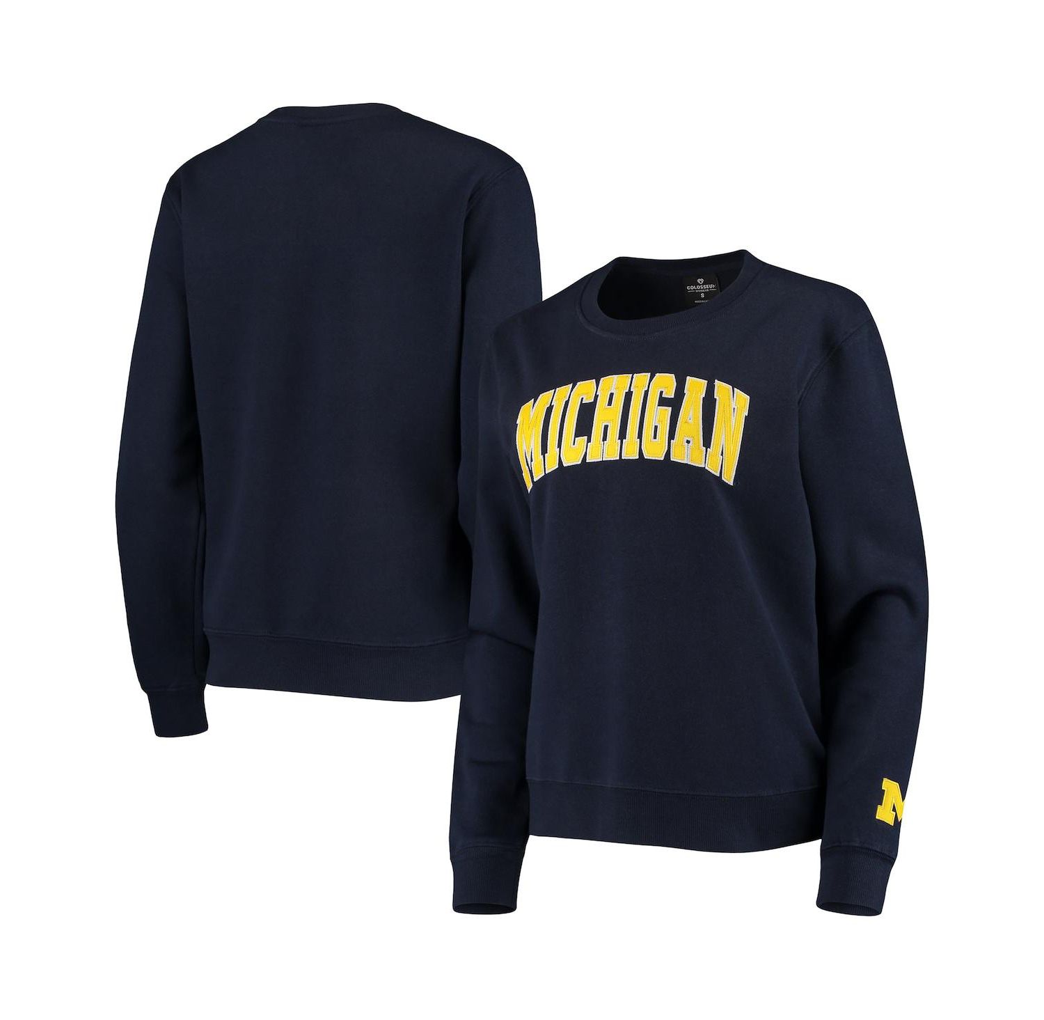 Women's Navy Michigan Wolverines Campanile Pullover Sweatshirt