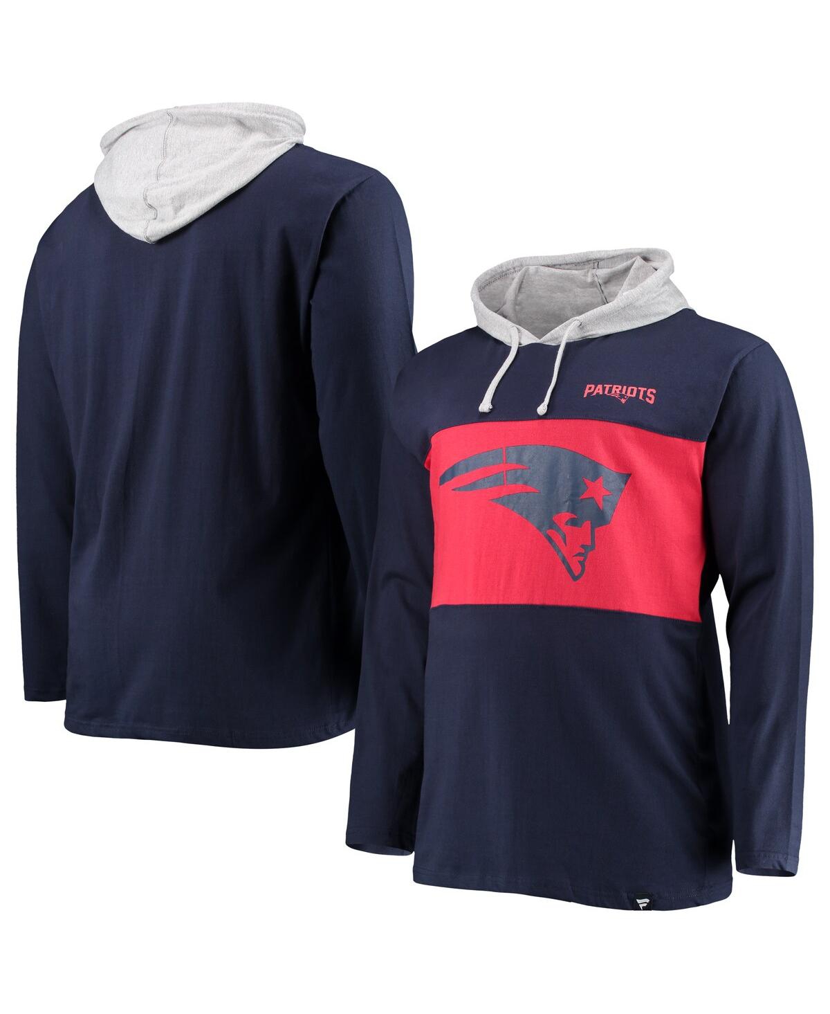 Men'sNew England Patriots Big and Tall Logo Hoodie Long Sleeve T-shirt - Navy