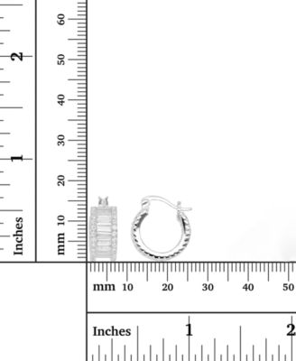 Cubic Zirconia Baguette Hoop Earrings in Sterling Silver or 14k Gold-Plated Sterling Silver