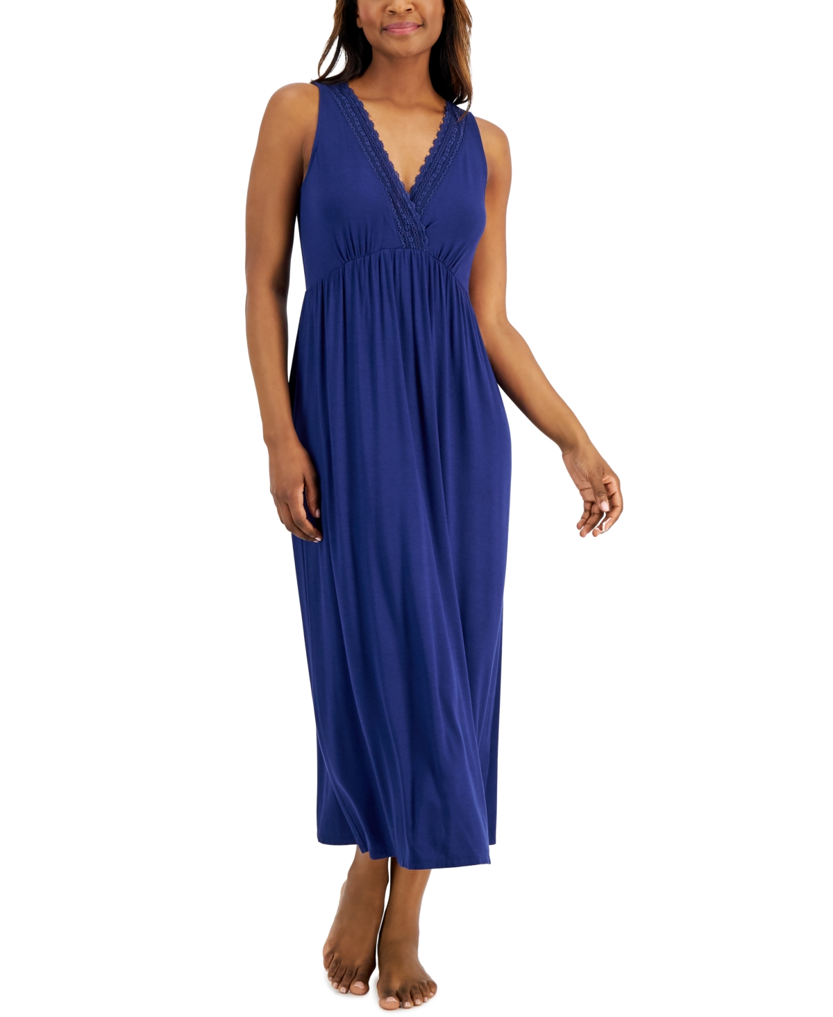 Charter Club Lace-Trim Long Nightgown, Created For Macy's