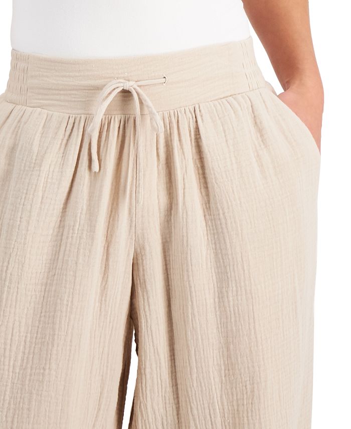 JM Collection Wide Leg Gauze Pants, Created for Macy's - Macy's