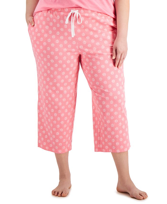 Charter Club Women's Plus Size Printed Cropped Cotton Pajama Pants ...