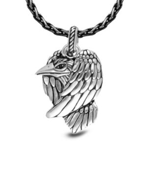 Enchanted Disney Fine Jewelry - Black Diamond Accent Maleficent Raven 22" Pendant Necklace in Sterling Silver