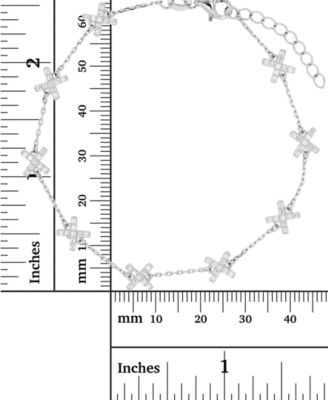 Cubic Zirconia X Chain Bracelet in Sterling Silver or 14k Gold-Plated Sterling Silver
