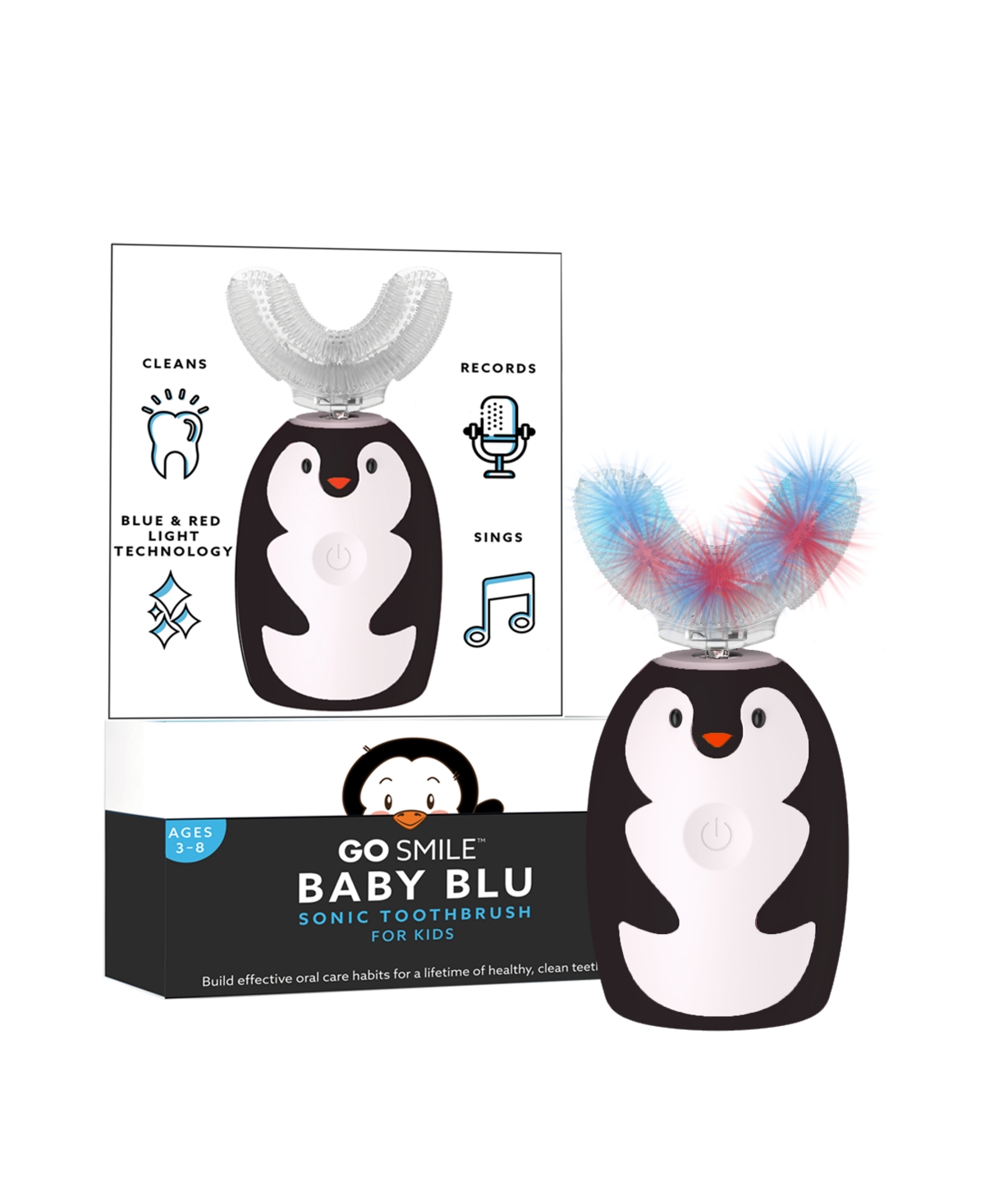 Gosmile Baby Blu Sonic Kids Toothbrush In Black,white