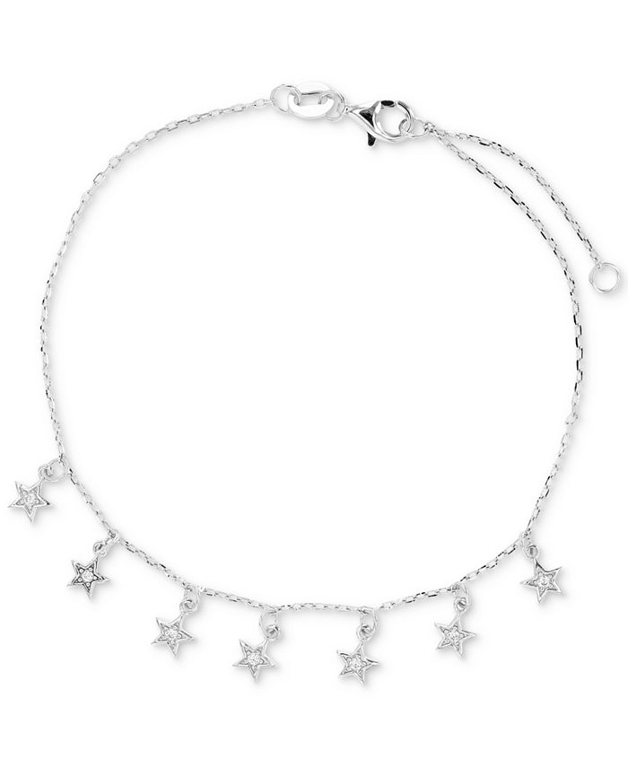 Macy's Cubic Zirconia Dangle Star Chain Bracelet in Sterling Silver or ...