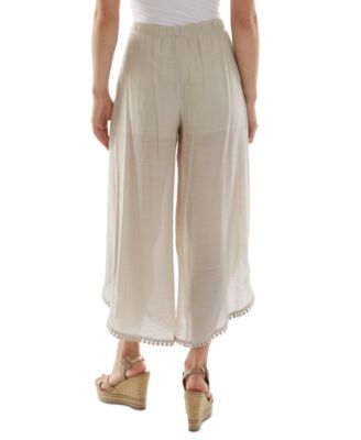 Juniors' Tie-Front Gauze Cropped Pants