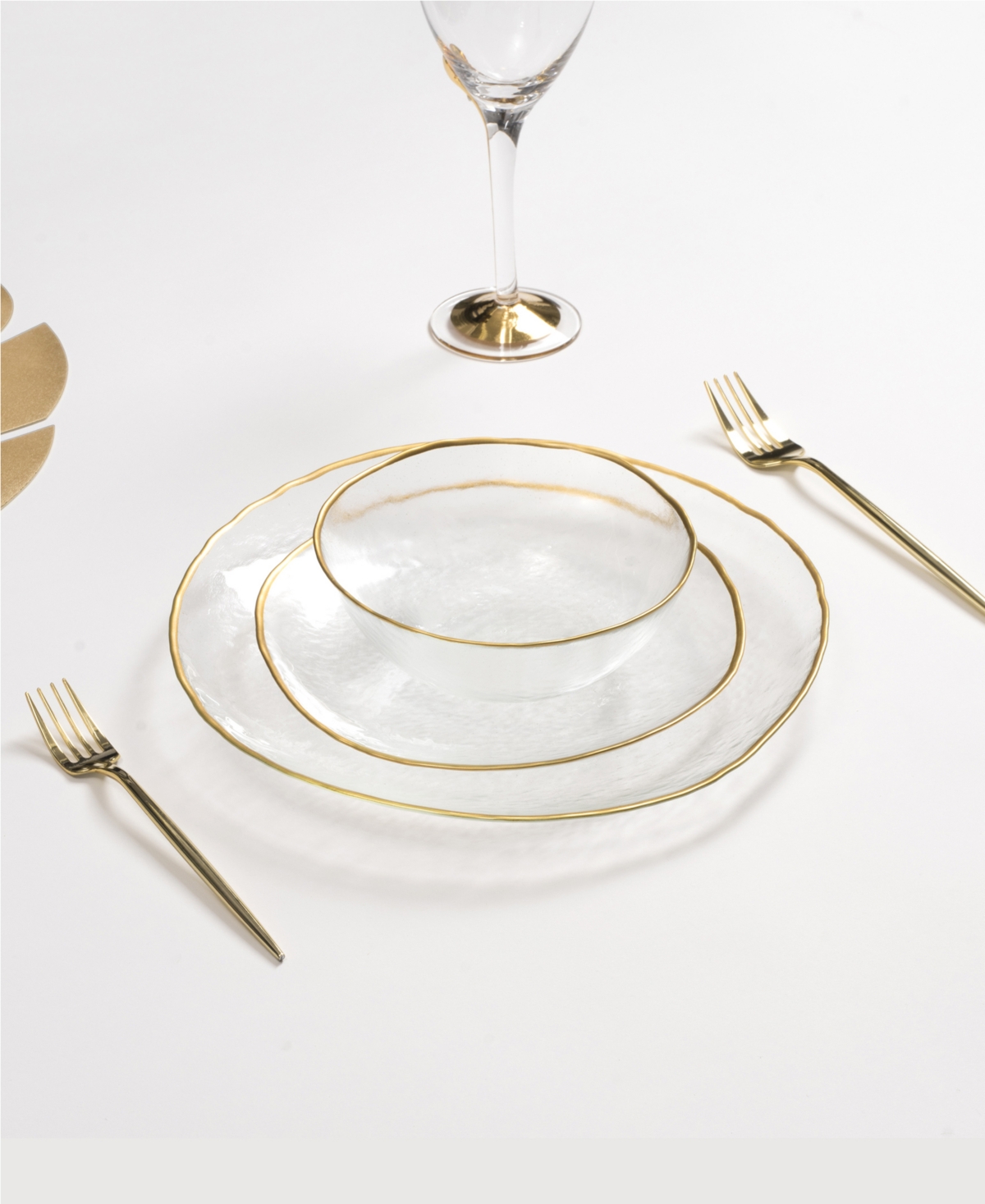 Clear Salad Plate, Set of 4 - Gold - Tone