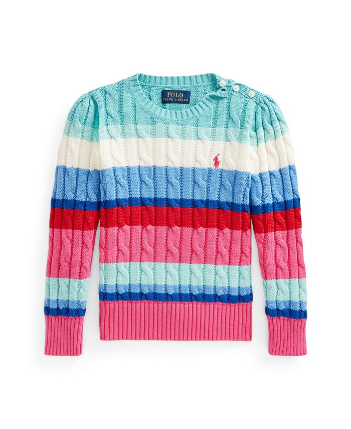 Polo Ralph Lauren Little Girls Striped CableKnit Sweater Macy's