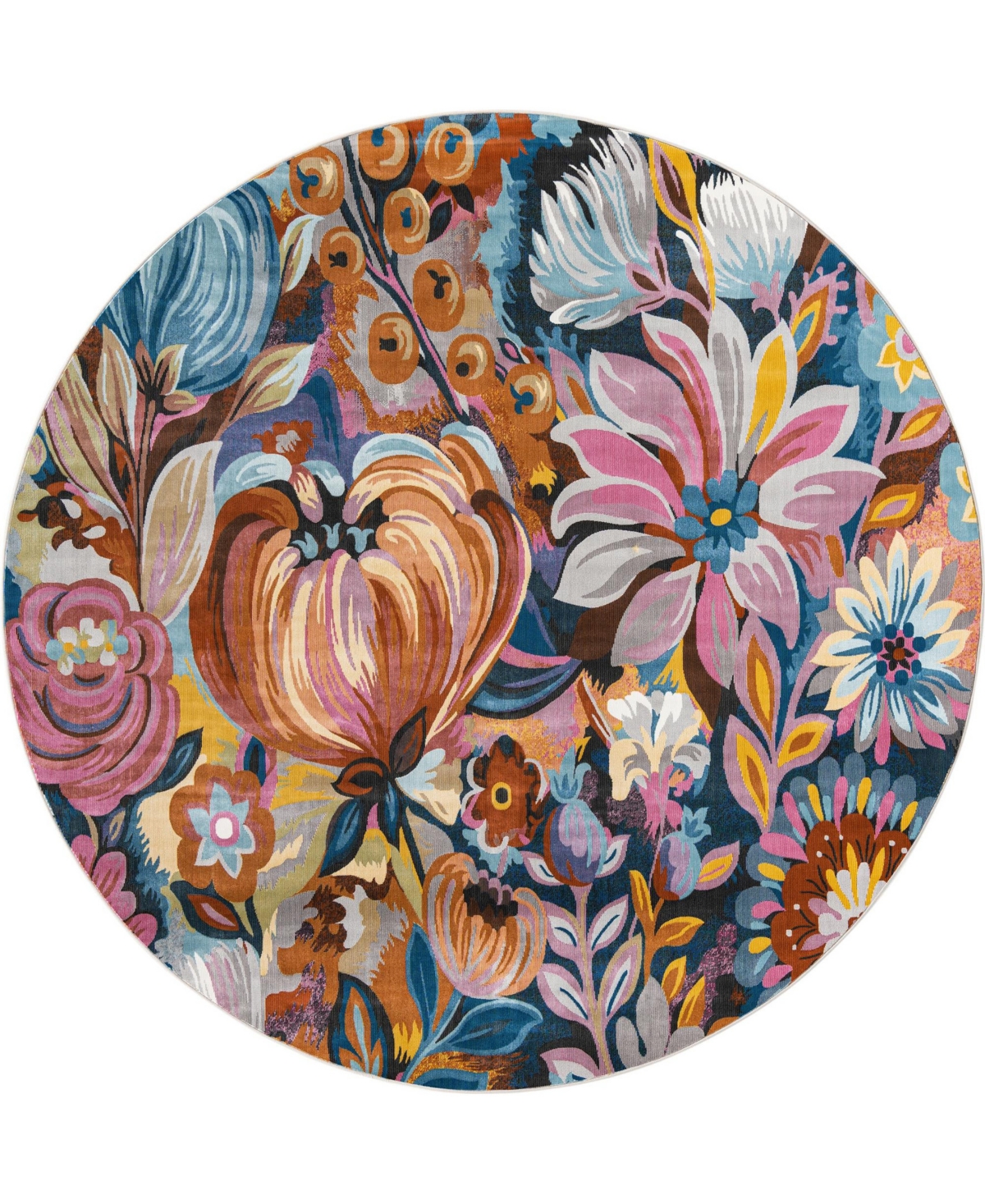 Bayshore Home Prunus Negril 7' x 7' Round Area Rug - Orange