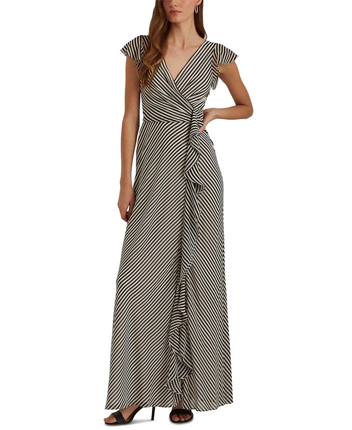 Lauren Ralph Lauren Blanket-Stripe Georgette Gown & Reviews - Dresses -  Women - Macy's