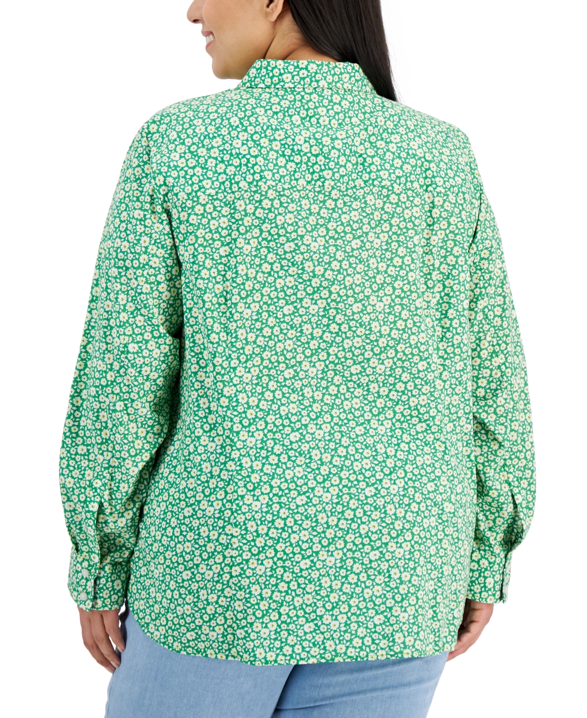 Tommy Hilfiger Plus Size Cotton Paisley-print Utility Shirt In Green