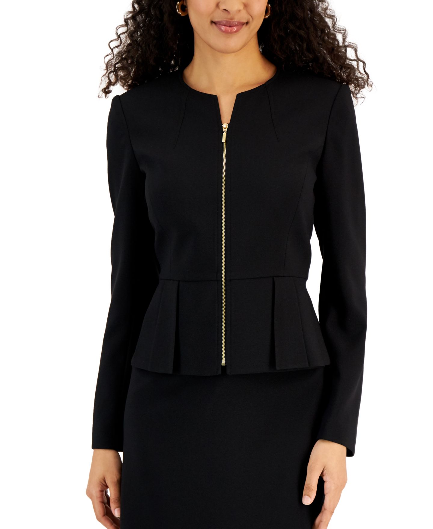 Женские юбки Tahari ASL Zipper Jacket Skirt Suit Set, цвет: Чёрный — фото 4