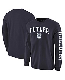 Men's Branded Navy Butler Bulldogs Distressed Arch Over Logo Long Sleeve Hit T-shirt