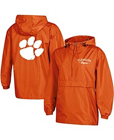 Women's Orange Clemson Tigers Packable Half-Zip Light Rain Jacket