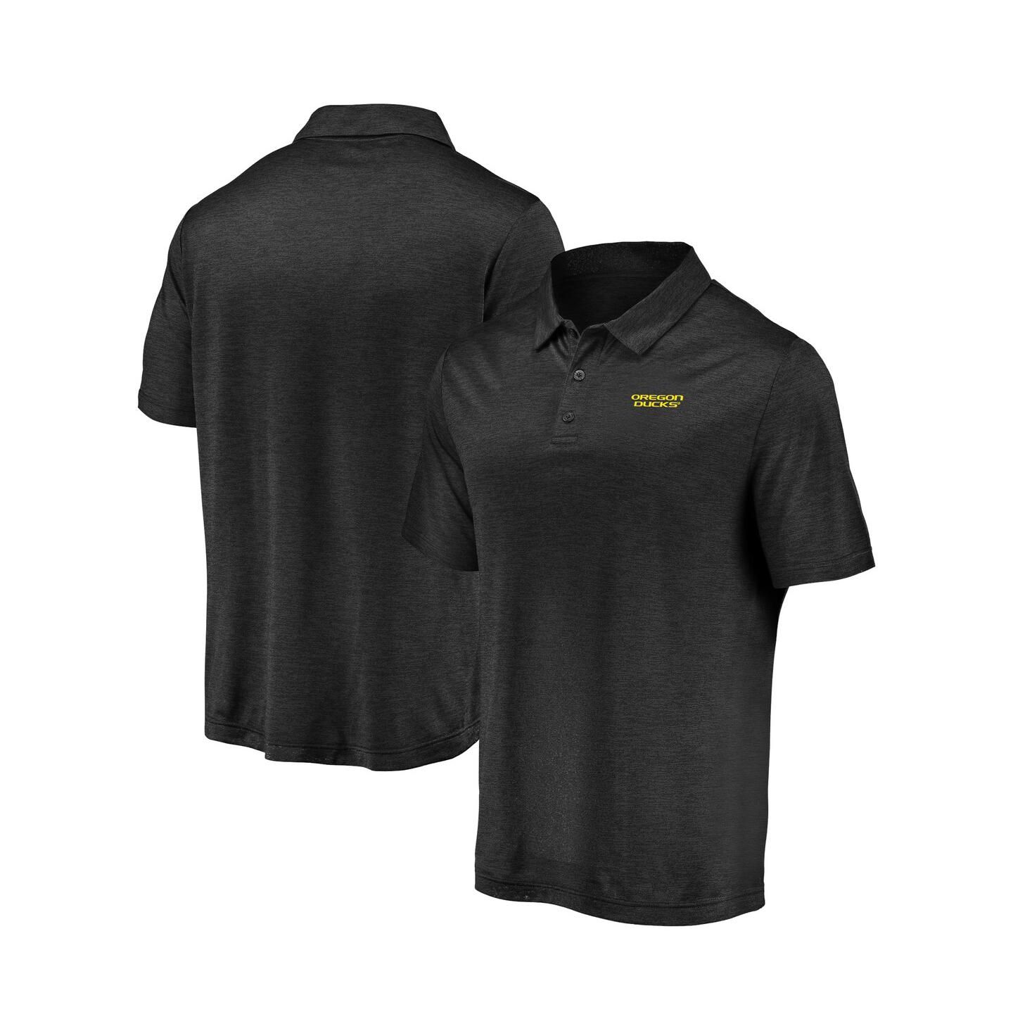 Мужское поло Fanatics Black Oregon Ducks Primary Logo Striated Polo Shirt — фото 1