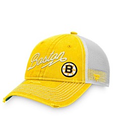 Men's Branded Yellow Boston Bruins Vintage-Like Sport Resort Trucker Snapback Hat