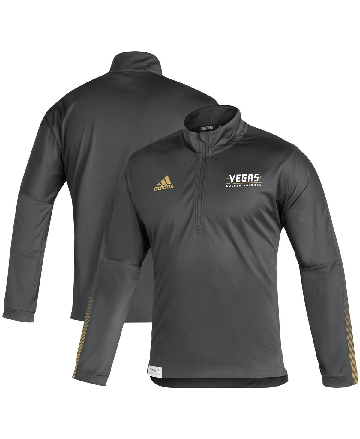 Men's adidasVegas Golden Knights Quarter-Zip Jacket - Charcoal