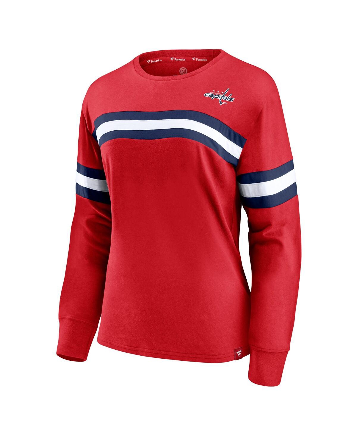 Women's FanaticsWashington Capitals Block Party Primary Logo Fashion Long Sleeve T-shirt - Red