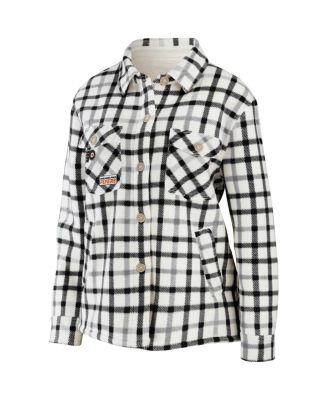Women's Oatmeal Philadelphia Flyers Plaid Button-Up Shirt Jacket