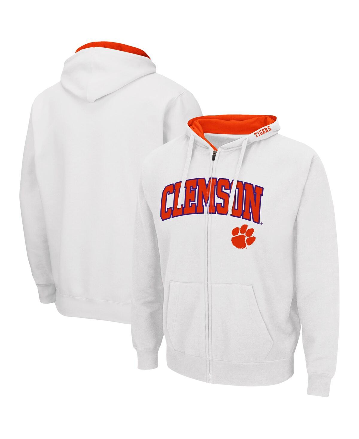 Shop Colosseum Men's  White Clemson Tigers Arch And Logo 3.0 Full-zip Hoodie